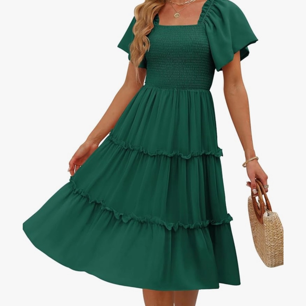 Amazon Green Tiered Smocked Sundress